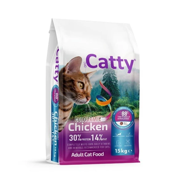 Catty Colourmix Tavuklu Renkli Taneli Yetişkin Kedi Maması 15 Kg ürün görseli 1