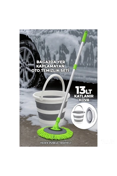 STANVOLT 2li OTO SET Çizmez Oto Mop ve 13 LT Katlanır Kova Bagajda Yer Kaplamaz ürün görseli 1