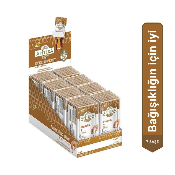 Apitera PROP Doğal Bal, C Vitamini ve 175 mg Propolis İçeren Takviye Edici 56lı Saşe ürün görseli 1