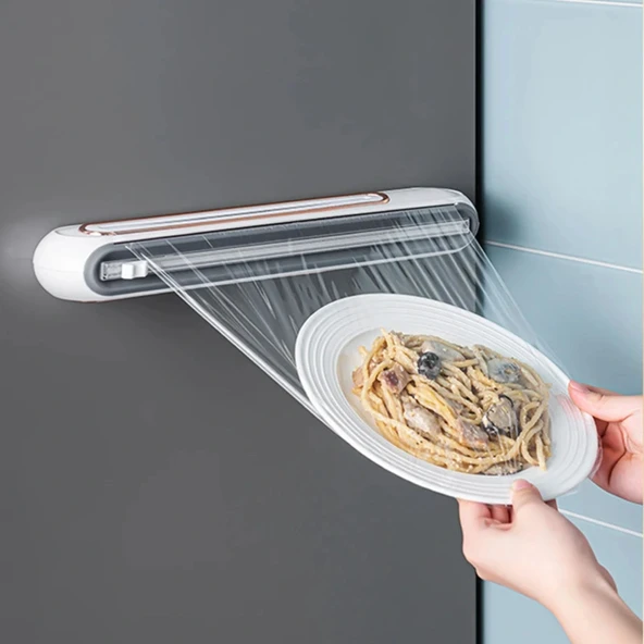 ShopyTech Mıknatıslı Streç Film Folyo Yağlı Kağıt Dispenseri Çift Yönlü Bıçaklı 30 cm Rulo Kesici ürün görseli 1