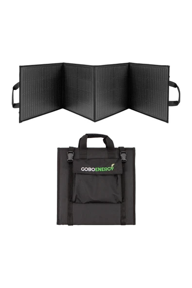 GoboEnergy 120W Katlanabilir Solar Panel Çanta | Siyah Renk | Taşınabilir Hızlı Şarjlı Güneş Paneli ürün görseli 1