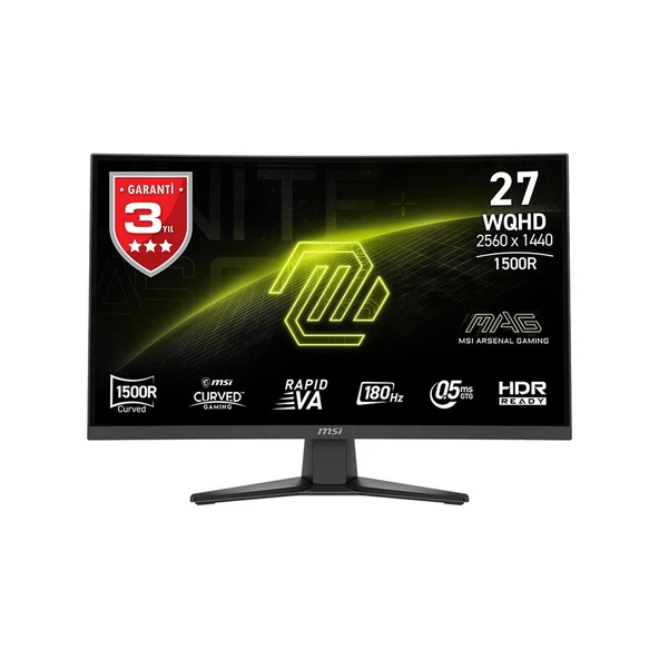 MSI MAG 275CQF 27" E18 180HZ 0.5MS 2560x1440 (WQHD) Rapid VA FreeSync Kavisli Gaming Monitör ürün görseli 1