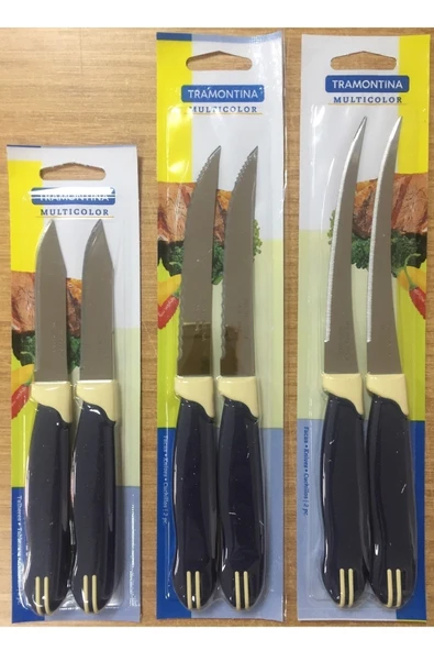 Pinkev Tramontina 6 Adet 3 Boy Tırtıklı Çok Amaçlı Mutfak Bıçak Seti - Klasik Lacivert ürün görseli 1