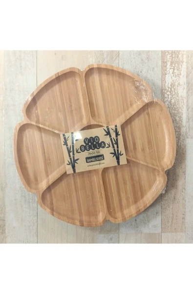 Pinkev Dönen Standlı Bambu Sunum Tabağı - Çap:32cm ürün görseli 1