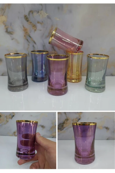 Pinkev 6 Kişilik Renkli Kahve Yanı Bardak Seti 150ml ürün görseli 1