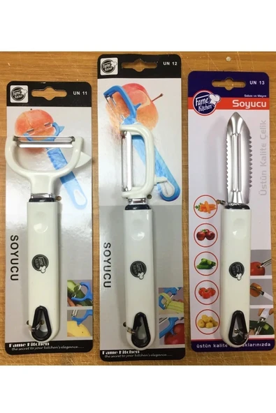 Pinkev 3lü Set Paslanmaz Çelik Meyve Sebze Salatalık Havuç Soyacağı Soyma Bıçağı ürün görseli 1