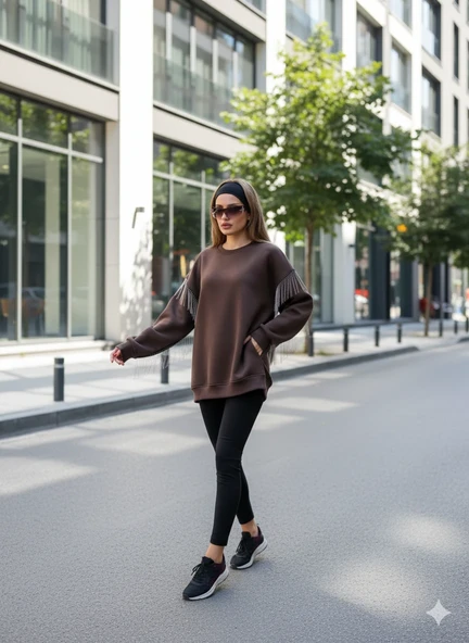 Püsküllü Uzun Kollu Sweat - Resim 11