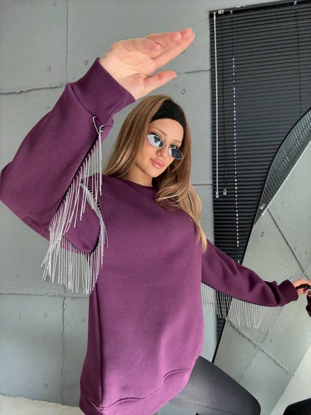 Püsküllü Uzun Kollu Sweat - Resim 3