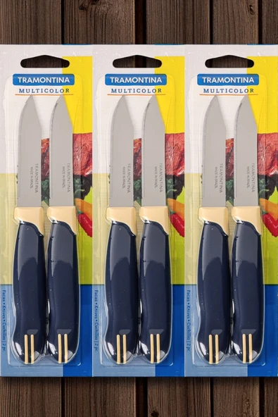 Pinkev Tramontina 6'lı Set Paslanmaz Çelik Kısa Tırtıklı Meyve Soyma Bıçağı ürün görseli 1