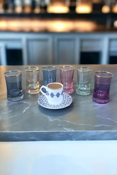 Pinkev 6 Kişilik 150ml Kahve Yanı Cam Su Bardağı Bardak Takımı Seti ürün görseli 1