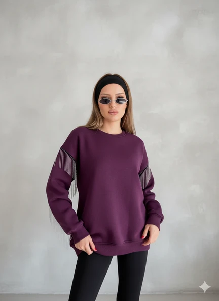 Püsküllü Uzun Kollu Sweat - Resim 6
