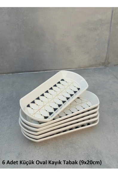 Pinkev 6lı Set Seramik Küçük Boy Oval Kayık Tabak Seti - 9x20cm ürün görseli 1