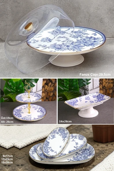 Pinkev Spring 6 Parça Seramik Pasta Servis Sunum Tabağı Takımı Seti ürün görseli 1