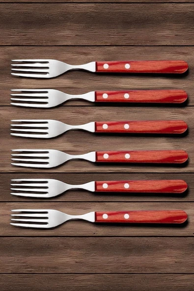Pinkev Tramontina 6 Kişilik Polywood Saplı Steak Et Çatal Seti ürün görseli 1