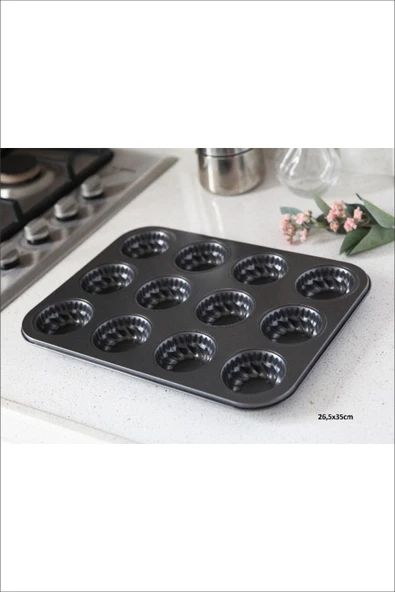 Pinkev 12li Yanmaz Yapışmaz Muffin Kek Kalıbı ürün görseli 1
