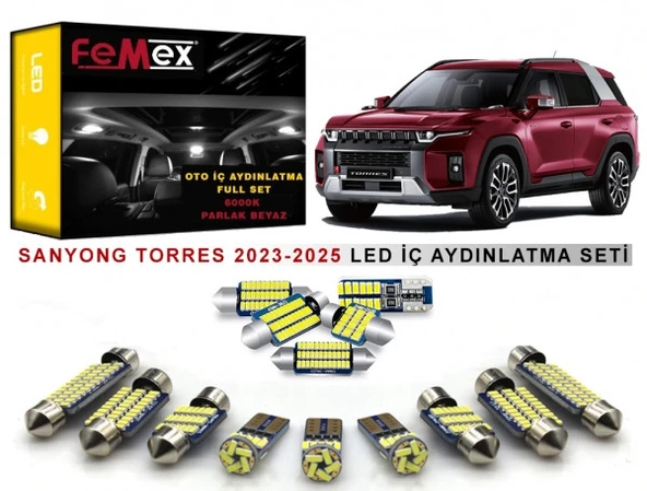 Sanyong Torres (2023-2025) LED İç Aydınlatma Ampul Seti FEMEX Parlak Beyaz ürün görseli 1