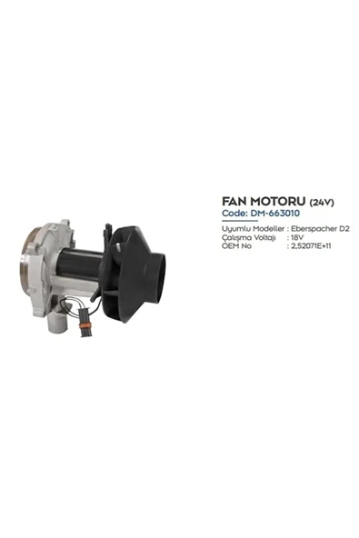 DEMMON Eberspacher Muadili D-4 Fan Motoru -24 V DM-663013 ürün görseli 1