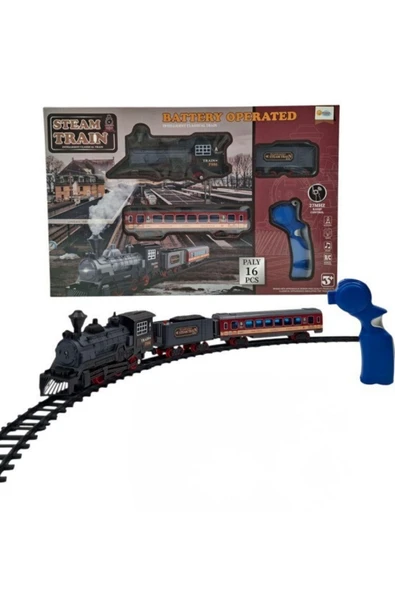 Pilli, Işıklı 16 Parça Oyuncak Tren Seti – Steam Train RC Model ürün görseli 1