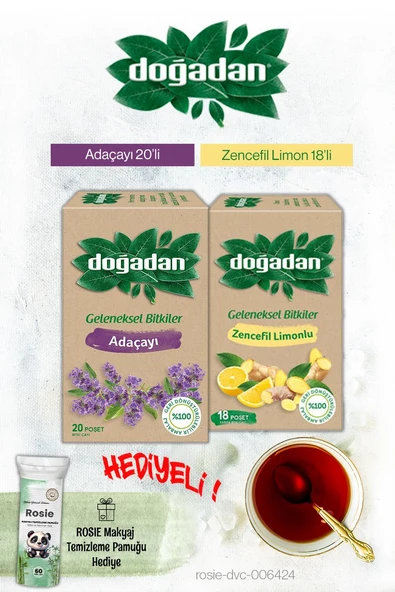 Doğadan Adaçayı ve Zencefil Limon Poşet Çay ve Rosie Hediyeli ürün görseli 1