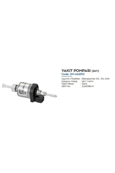 DEMMON Eberspacher Muadili D2-d4 Yakıt Otomatik 24 Volt ürün görseli 1