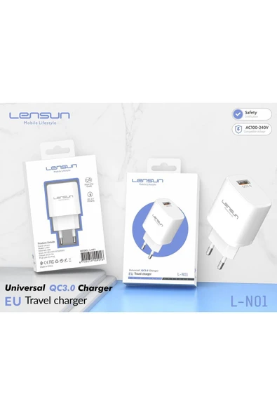 LENSUN Süper Şarj Akım Korumalı 5w Şarj Başlığı Pd/qc/pps Hızlı Şarj Başlığı 5A L-NO1 IPHONE ürün görseli 1