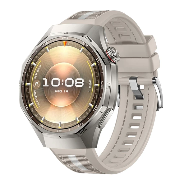 Huawei Watch GT6 Pro 46mm İle Uyumlu SportStripe Örgü Desen Metal Tokalı Silikon Akıllı Saat Kordonu  Starlight ürün görseli 1