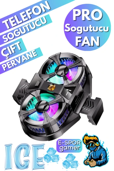 Maybax Telefon Soğutucu Fan Çift Pervaneli 3 kademeli Işıklı Göstergeli Bütün Telefon Modelleri İle Uyumlu ürün görseli 1