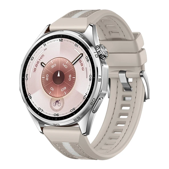 Huawei Watch GT6 46mm İle Uyumlu SportStripe Örgü Desen Metal Tokalı Silikon Akıllı Saat Kordonu  Starlight ürün görseli 1