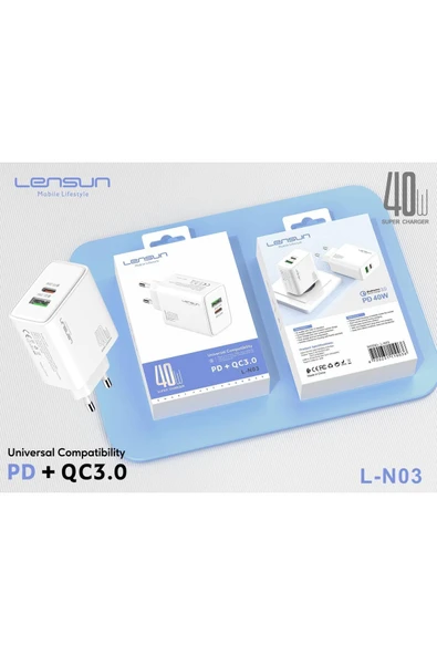 LENSUN Süper Şarj Akım Korumalı 40w Şarj Başlığı Pd/qc/pps Hızlı Şarj Başlığı 40w Pd 18w Usb ürün görseli 1
