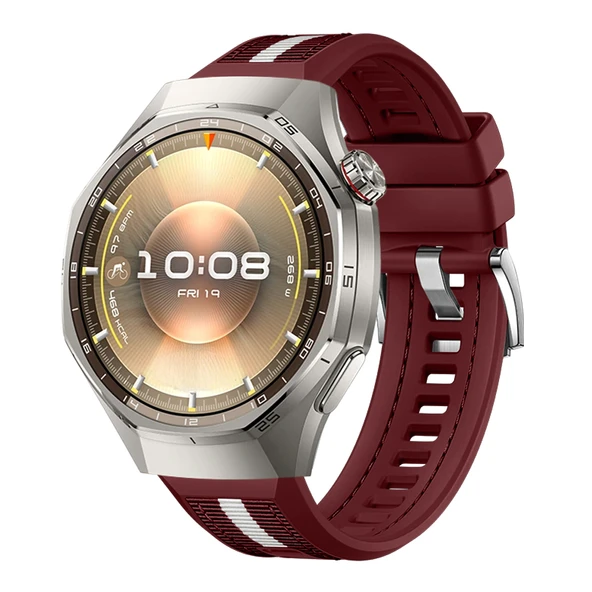 Huawei Watch GT6 Pro 46mm İle Uyumlu SportStripe Örgü Desen Metal Tokalı Silikon Akıllı Saat Kordonu  Mürdüm ürün görseli 1