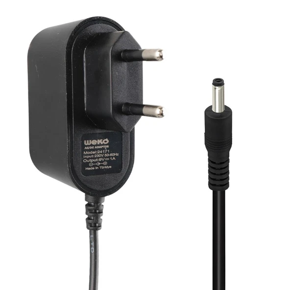 Weko 9 Volt - 1 Amper 3.5x1.35 Uçlu Yerli Üretim Priz Tipi Adaptör Şarj Cihazı ürün görseli 1