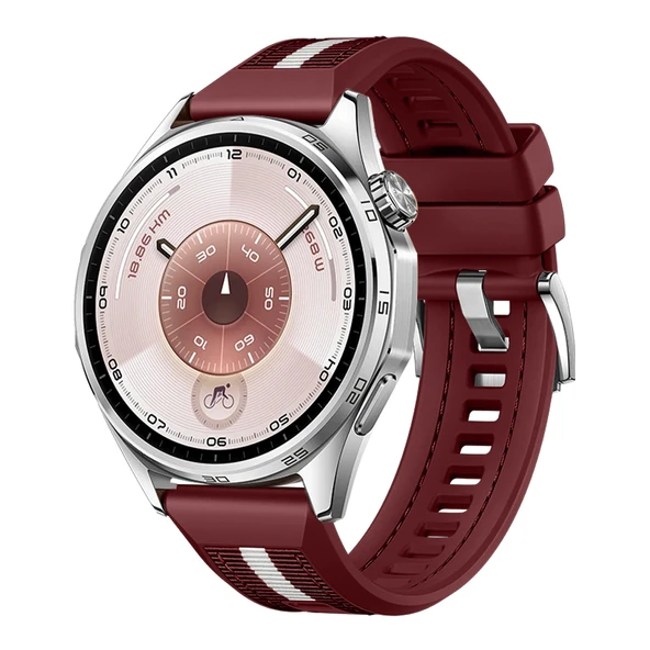 Huawei Watch GT6 46mm İle Uyumlu SportStripe Örgü Desen Metal Tokalı Silikon Akıllı Saat Kordonu  Mürdüm ürün görseli 1