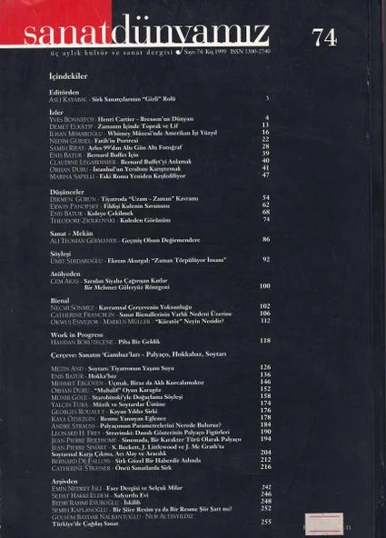 Sanat Dünyamız 74 Kış 1999 - Resim 2