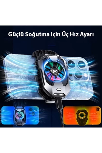 LENSUN DLA 8 Cep Telefon Soğutma Fanı Radyatör Soğutucu Rgb Led Işıklı ürün görseli 1