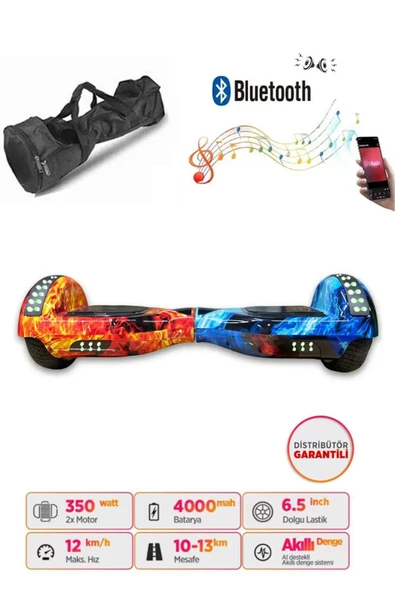 Citymate Hoverboard Elektrikli Kaykay Full Ledli  Bluetooth Hoparlörlü 6.5 Inch Çanta Hediyeli D10 ürün görseli 1