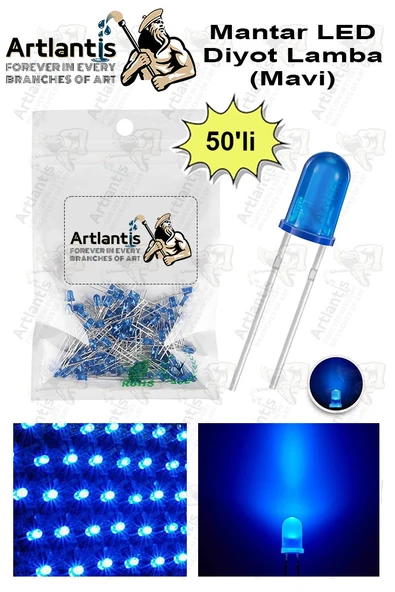 Mavi Mantar Led Diyot Lamba 50 li 1 Paket Mavi 4.8 mm Mini Mantar Led Lamba Deney Bilim Proje Arduino Işığı ürün görseli 1