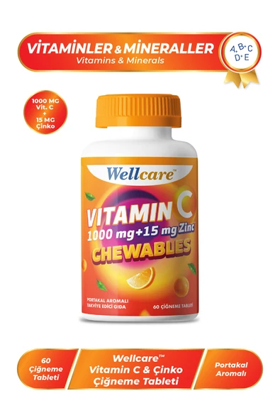 WELLCARE VIT C 1000 CINKO 60 ÇIĞNEME TB ürün görseli 1