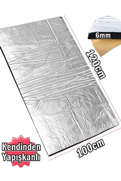 Kaput Altı Alüminyum Folyolu Yalıtım 120x100cm 6mm Yapışkanlı Karavan Oto Ses Yalıtım ürün görseli 1