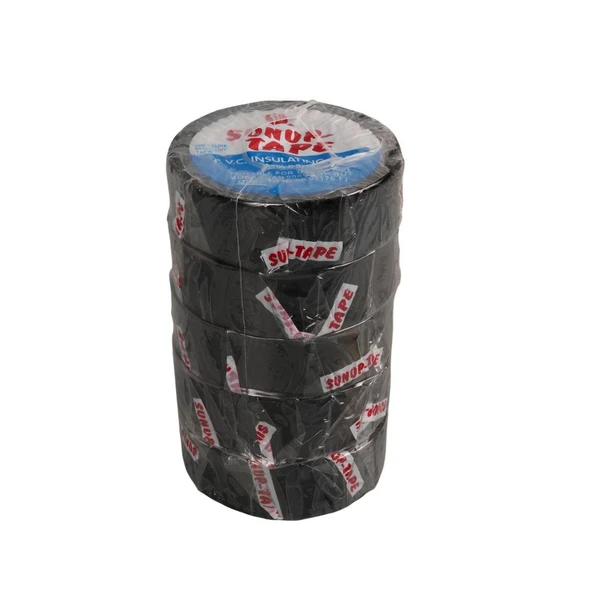 Sunup SN-27918 Siyah 0.13x18 Mm İzole PVC Elektrikçi Bant 5 li Paket İzola Band ürün görseli 1