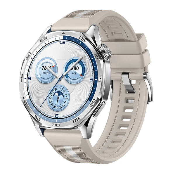 Huawei Watch GT5 46mm İle Uyumlu SportStripe Örgü Desen Metal Tokalı Silikon Akıllı Saat Kordonu  Starlight ürün görseli 1