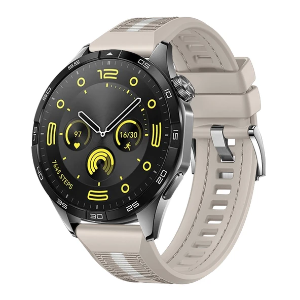 Huawei Watch GT4 46mm İle Uyumlu SportStripe Örgü Desen Metal Tokalı Silikon Akıllı Saat Kordonu  Starlight ürün görseli 1