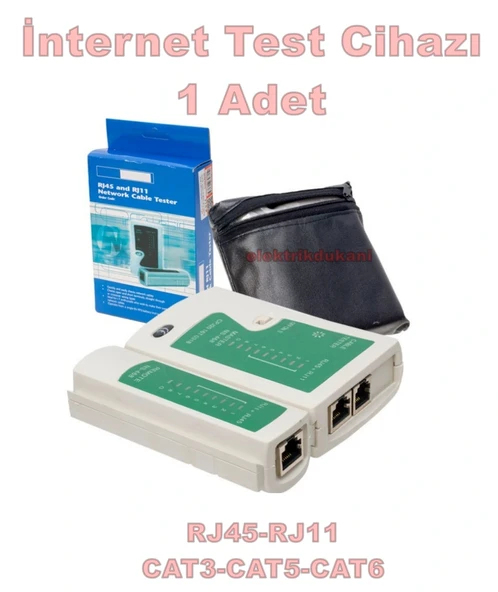 POWERMASTER Kablo Test Aleti RJ-45 RJ-12 RJ-11 Cat-6 (Web İnternet Kablosu Network Cable Tester) ürün görseli 1