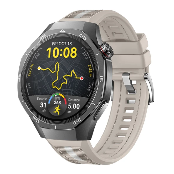 Huawei Watch GT5 Pro 46mm İle Uyumlu SportStripe Örgü Desen Metal Tokalı Silikon Akıllı Saat Kordonu  Starlight ürün görseli 1