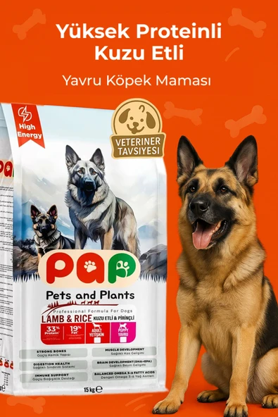 Pets and Plants Yüksek Proteinli Kuzu Etli 15 kg Yavru Köpek Maması ürün görseli 1