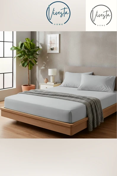Vivesta Home 100×200 cm Gri Lastikli Çarşaf Seti – Tek Kişilik, Yumuşak Kumaş, Kolay Ütülenir ürün görseli 1