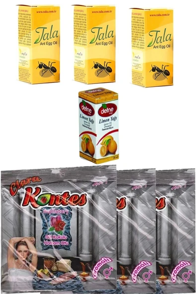 Aktarfan Unisex Vücut Bakım Seti 3 Adet Karınca Yumurta Yağı 3 Adet Hamam Tozu Tüy Dökücü 1 Lmn Yağı ürün görseli 1