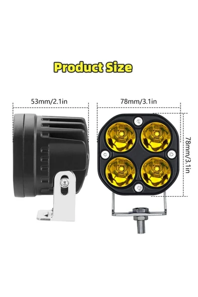 ASTRALED Off Road Arazi Aracı ve Motosiklet Uyumlu 3 inç Amber Sarı Renk Çalışma Ve Sis Lambası 1 ADET ürün görseli 1