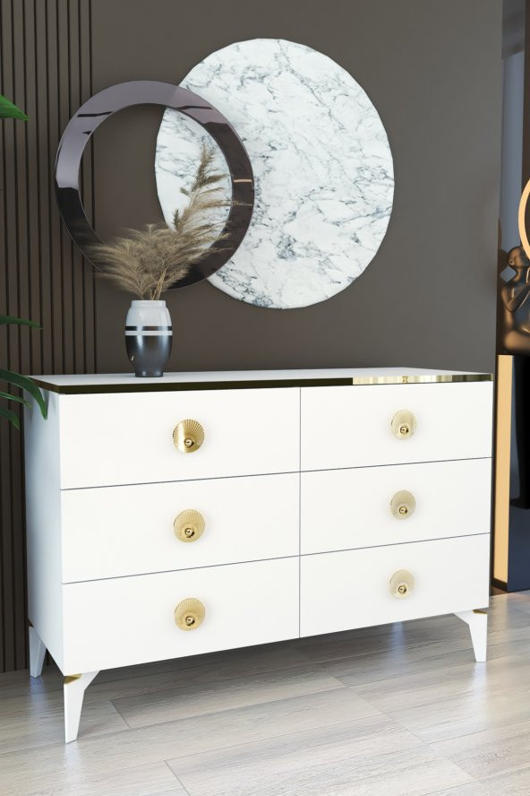 Tocco 1053 İpek 6 Çekmeceli 120 cm Mega Şifonyer ürün görseli 1