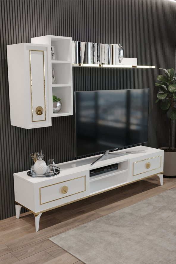TOCCO 1051 Mahur Modern Kitaplıklı Raflı Sehpa Tv Ünitesi ürün görseli 1