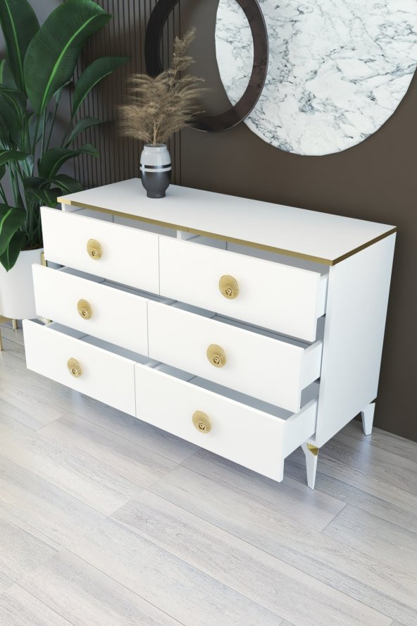 Tocco 1053 İpek 6 Çekmeceli 120 cm Mega Şifonyer - Resim 3